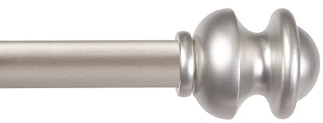 Kenney Kendall Knob Window Curtain Rod, Adjustable 48-86 Inch, Brushed Nickel