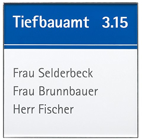 Türschild Rio | 150x150mm | Quadratisch | Edelstahl | zur Schraubmontage | 1 Stück | Büroschild, Raumkennzeichnung Büro