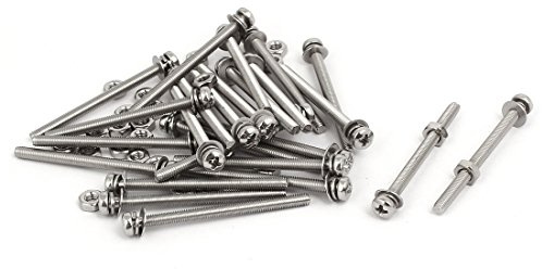 sourcing map 25 Sets Schraube M3x40mm 304 Edelstahl Mutter mit Dichtung | Kreuz Flacher Kopf