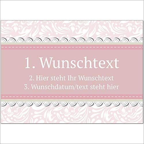 Einladungskarten Manufaktur Hamburg 8 x Personalisierte Gruß-Karten mit Ihrem Wunschtext, Vintage Rosa Look, als Einladung, Save The Date, Dankeskarte oder Geburtstagskarte, DIN A6