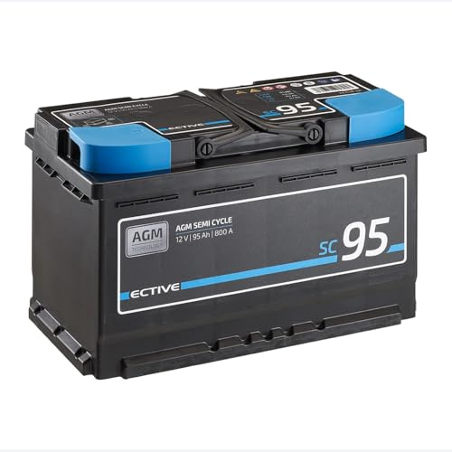 ECTIVE AGM Semi Cycle Batterie SC95 12V 95Ah 800A, Boote, Van, Camper | Starterbatterie & Versorgungsbatterie wartungsfrei, VRLA Start- & Aufbaubatterie für Autos, Zuverlässige Agm-technologie
