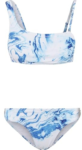 Urban Classics Bikiniset för kvinnor tvådelad baddräkt med assymetrisk överdel, damer asymmetrisk tank top bikini, storlekar XS – XL, Ocean White, S