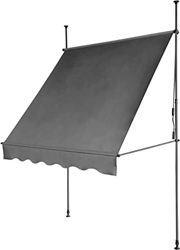 Evre Awnings for Patios - UV Coated and Water Resistant Canopy Outdoor, Garden Awnings with Crank Handle - Clamped Design with Aluminium Poles and Fabric Canopy, No-Drill Assembly Required 2 x 1.2m