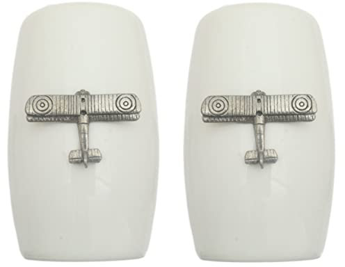 Biplane China Salt and Pepper Shakers Cruet Set Modern White CSP 33