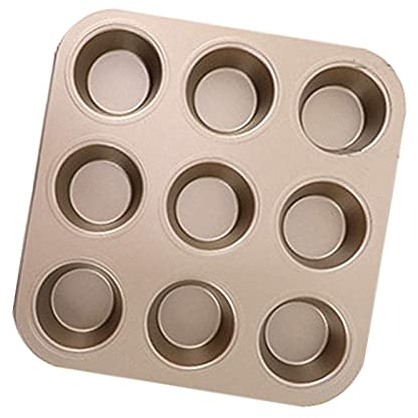 Airber Large Muffin Tray 9 Cup Carbon Steel Muffin Pan, Non-Stick Muffin Cupcake Tin, Baking Mould Non-Stick Muffin Cupcake Tin for Muffins Or Cupcakes, Bakeware Yorkshire Puddings
