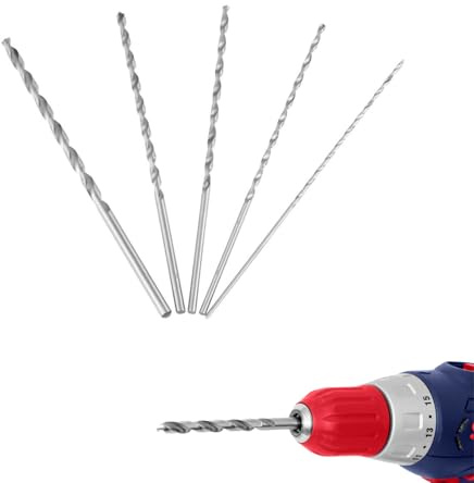 DEWIN Holzbohrer Set, 5 Stück Bohrer Extra Langer Hochgeschwindigkeitsstahl Zylinderschaft Spiralbohrer Werkzeug für Holz 2mm-5mm