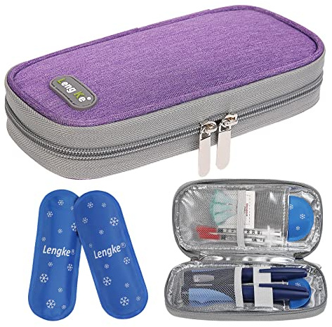 BOMKEE Borsa Termica per Insulina, Borsa Portatile per Raffreddamento Insulina Organizer per il Trasporto di Forniture Diabetiche Con 2 Impacchi di Ghiaccio