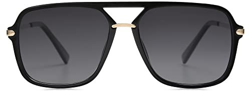 SOJOS Retro Sonnenbrille für Damen Herren,Polycarbonat Linse, Trendy Rechteckige Sonnenbrille 90er Jahre Schatten SJ2229 Black Grey