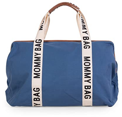Childhome Mommy Bag Signature, Blue, Large Capacity, Changing Mat, Adjustable Shoulder Strap, Compartment, Insulated Pocket, Suitcase Passage, Women's Diaper Bag
