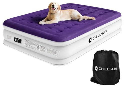 CHILLSUN 203x152x40cm Luftmatratze 2 Personen mit Elektrischer Pumpe, Luftbett Selbstaufblasend Aufblasbares Bett, Gästebett Aufblasbare, Air Matratze Klappmatratze für Gästebett oder Camping