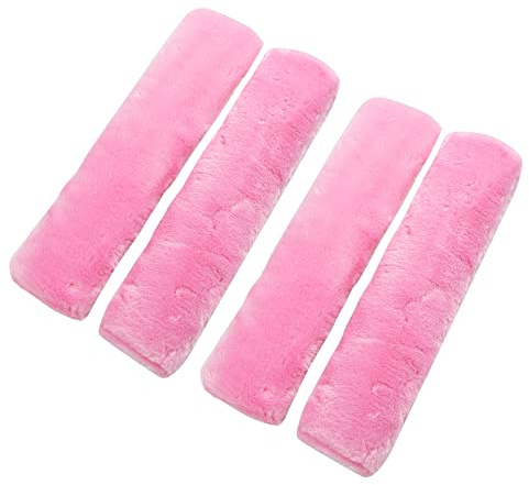 SUNTRADE 4 x weiche Lammfell-Autositzgurt-Abdeckung für Sicherheitsgurt, Schulterpolster für Erwachsene und Kinder, geeignet für Autositzgurt, Rucksack, Schultertasche (Rosa)