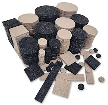 300 x Filzgleiter selbstklebend – Möbelgleiter Set in 8 Größen - Bodenschoner für Stühle, Tische & Möbelbeine – Kratzschutz-Pads mit extra starkem Kleber - Möbelschoner Beige 150 schwarz + 150 beige