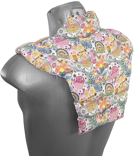 Nackenhörnchen HWS - Nacken + Schultern + Rücken - Bio Stoff Flower-Power Rapssamenkissen - Nackenkissen Wärmekissen