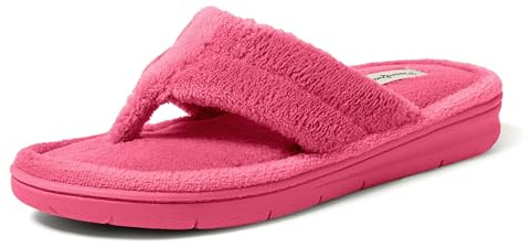 Dearfoams Women's Melanie Terry Thong Slipper, Paradise Pink, 7-8
