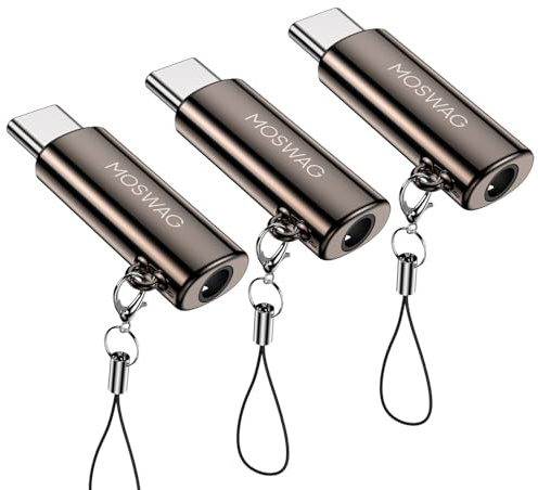 MOSWAG Adaptador USB-C a 3.5mm Audio DAC Zinc | Compatible con Samsung Galaxy, Pixel, iPad, OnePlus y más - conector de aleación de zinc para sonido claro sin pérdidas