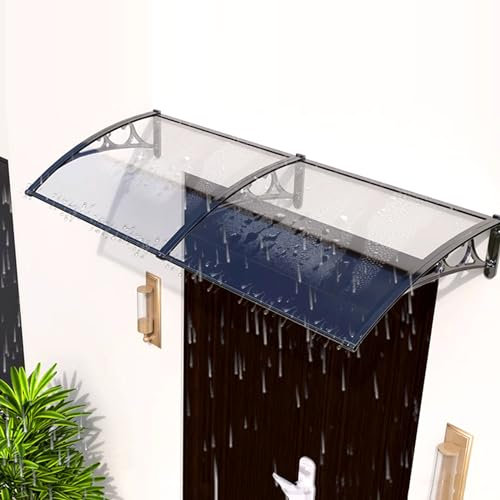 KDDFN Transparente Haustürdach Pultvordach,Pultbogenvordach,Fenster-Vordach Überdachung,Türüberdachung,Regenschutz Markise für den Außenbereich,mit Gebogenen Halterungen (80x260cm/32 x102)