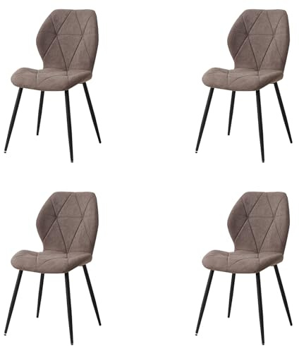 EGOONM Set mit 4 klassischen Esszimmerstühlen aus Leinen; Esszimmerstühle ohne Armlehnen für die Küche; Esszimmer-Set für das Büro zu Hause (Braun)