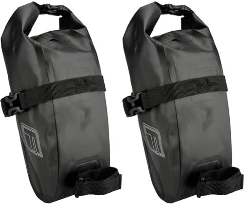 Fischer Fahrrad Satteltasche wasserabweisend | Fahrradtasche größenverstellbar | einfache Montage, Schwarz (Packung mit 2)