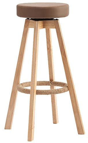ZERAPH Retro Barhocker Holzstuhl Home Kitchen Counter Restaurants Barhocker 360° drehbarer PU-Sitz, Hanfseil-Fußstütze (Größe: 65 cm, Farbe: Blau) Feito NA China