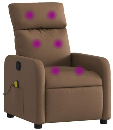 vidaXL Massagesessel, Sessel Verstellbare Rückenlehne Fußteil, Fernsehsessel Relaxsessel mit Liegefunktion, Liegesessel Polstersessel Ruhesessel, Braun Stoff