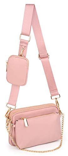 UTO Umhängetasche Damen 3 in 1 Crossbody Bag Damen Breiter Gurt mit Münzbeutel Handtasche mit Abnehmbarem Kette Schultertasche mit Abnehmbarer Verstellbarer Schultergurt Kleine Tasche Leder Stylisch