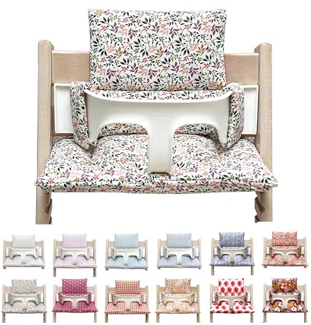 Blausberg Baby - Sitzkissen Set Polster für Tripp Trapp Stokke Hochstuhl, Made in Germany Materialien, Oeko-TEX Standard 100 Zertifiziert - Blumen Bunt