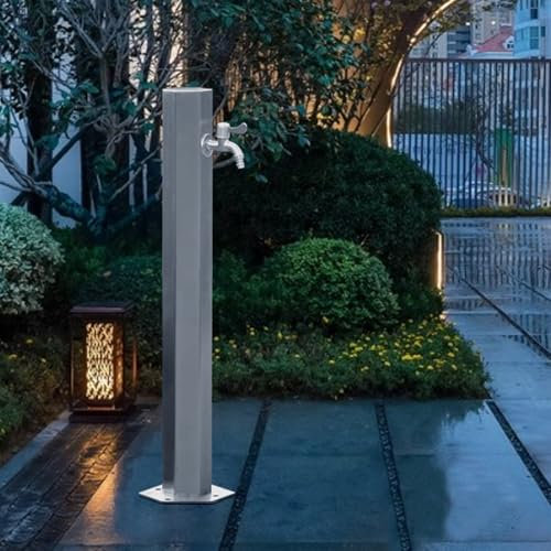 GMBAYUE Garten Wasserhahn Säule, Außenwasserhahn Frostsicher, Bodenmontage der Wasserhahnsäule für Den Außenbereich mit Hochwertiger Spritzpistole(50 * 21cm/20 * 8in)
