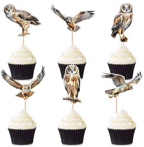 Blumomon 30 Stück Eule Cupcake Topper Dschungel Safari Tiere Kuchen Dekoration Tiere Figur Kuchen Topper Picks für Babyparty Kindergeburtstag Party Supplie