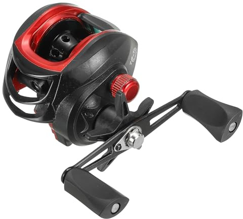 PATIKIL Baitcasting fiskerulle, 12 hastigheter magnetiskt bromssystem med 18 + 1 BB kullager, 7.2:1 Utväxlingsförhållande vänsterhänta fiskerullar för fiske, saltvatten sötvatten, röd, svart