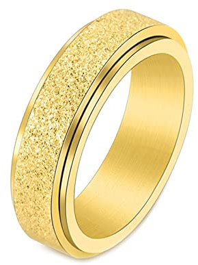 Calefee Fidget Ring Edelstahl, Antistressringe Drehbar Mattierter Drehring Breit 6mm größe 54 (17.2) Hochzeit Ringe Damen