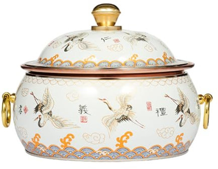 HHCTEBEC Hot Pot Beijing, chinesisches Chafing Dish aus Kupfer, für eine Person, Kleiner Kupfertopf, Shabu-Shabu-Topf, Cloisonné, Selbstbedienungstopf für Familienessen, Restaurants, Herd,B