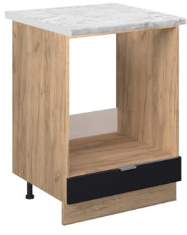 Vicco Herdumbauschrank Fame-Line, Schwarz gestreift, 60 cm, AP Marmor, zur Kombination mit weiteren Modulen der Fame-Line Serie