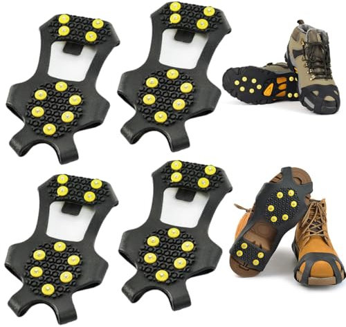 1 Paar Spikes für Schuhe Winter, Anti Rutsch Schuhspikes, Spikes Schuhe Schuhkrallen mit 10 Schuhspikes, Steigeisen Eisklampen für Schuhe, Stretch Schuhe Spikes für Wandern, Schnee, Winter Outdoor