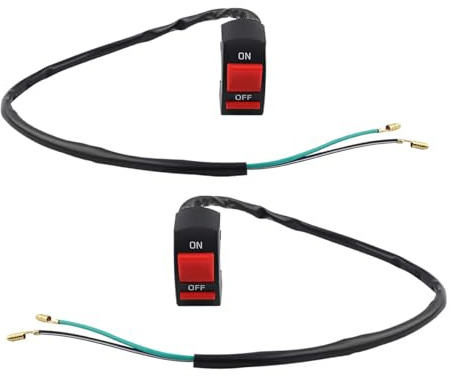 VOANZO 2 Piezas de Interruptor de Palanca para Manillar de Bicicleta y Motocicleta, botón pulsador de Encendido y Apagado, Interruptor de luz de Doble Destello, botón de Encendido/Apagado