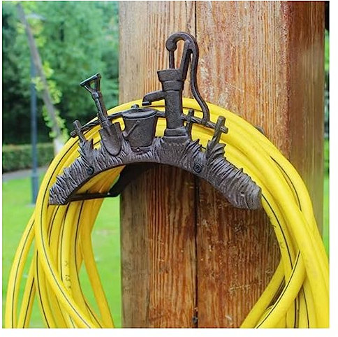 Estante de almacenamiento de tuberías de agua Estante for colgar manguera de jardín, organizador de manguera de tubería de agua, soporte de manguera de metal montado en la pared, soporte de manguera a