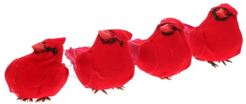 Cabilock 4stücke Künstliche Gefälschte Vögel Schäume Rot Gefiederten Kleine Vögel Garten Dekorative Requisiten Terrassendekor Für Draußen Vogeldekor