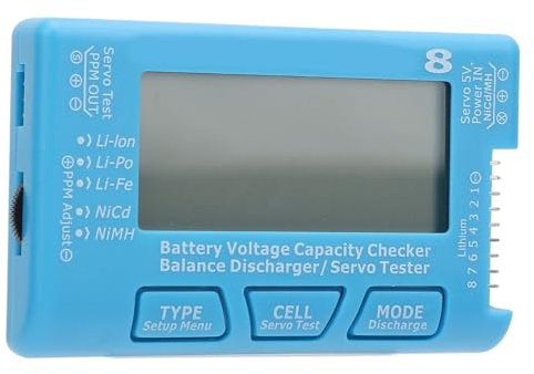 Battery Capacity Checker, 8 Digital Battery Capacity Checker Controller Tester Voltage Tester for Li Po Li Ion Li Fe NiCd NiMH