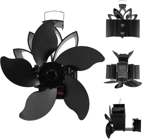 Ventilador de chimenea alimentado por calor, ventilador de estufa de leña no eléctrico | Ventilador de chimenea alimentado por calor - Ventilador silencioso para estufa de pellets, 5 hojas