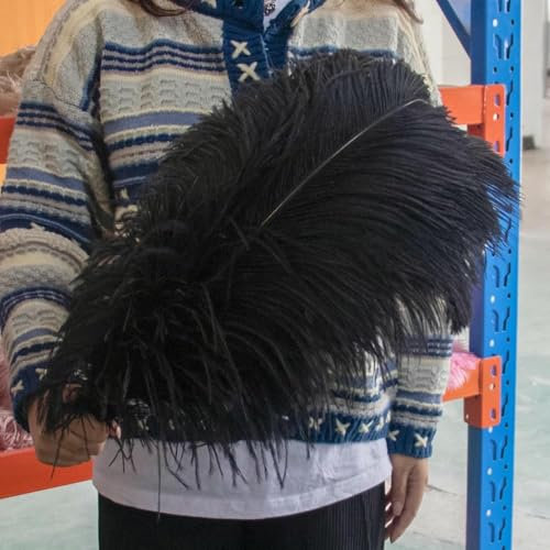 10 plumas de avestruz blancas de 15 a 70 cm, perfectas para fiestas, bodas, decoración del hogar, centros de mesa de plumas naturales, decoraciones artesanales, color negro, 65 a 70 cm, 26 a 28 pulg