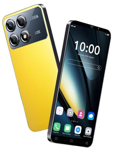 QrZrQ Smartphone Economici, 5,0 pollici, Doppia Scheda Doppia Fotocamera, ROM 16GB 【Espandibile a 128GB】, Supporto GPS/WiFi/Bluetooth/FM, Telefono sbloccato Visag (X6Pro-Giallo)