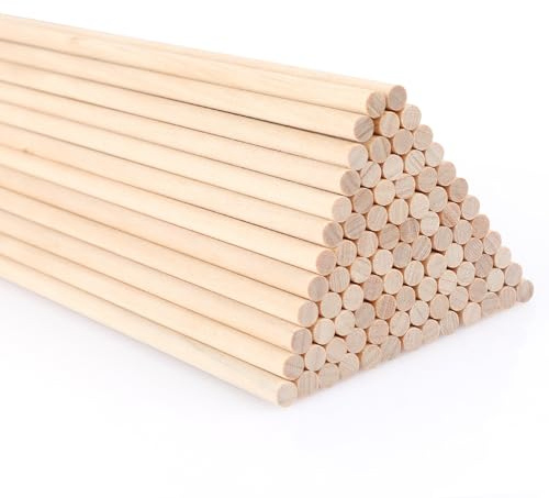 SOSMAR 100 Stück Holzstäbe Rund 5mm Holzstäbchen zum Basteln 30cm Länge Birkenholz Holzleisten zum Basteln Bastelholz Stäbe runde Bastelhölzer für Modellbau DIY Handwerk