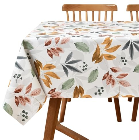 Yofori Wipe Clean Tablecloth, Autumn Leaves, 137x180cm, Rectangular