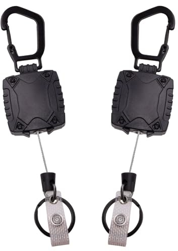 Noviatrix 2 Piezas Llavero Retractil, Llavero Extensible Retractil con Cuerda de Acero 65 cm, Resistente Porta Llaves Extensible Cinturon Capacidad de Carga 240 g para Llaves Tarjeteros