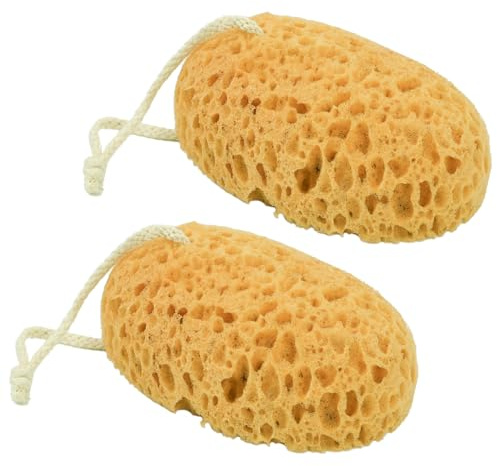 2 Esponjas de Baño, Esponja Baño Grande Suave con Forma de Panal, Esponja de Baño Ducha Corporal de Espuma Densa para Adultos y Niños, Exfoliación Profunda, Limpieza Suave (Amarillo 1)