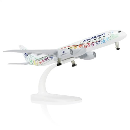 QIYUMOKE 1/300 Mexico 787 Diecast Metal Airplane Model Kits for Boeing 787 Model Plane with Display Stand (7.5-inch L) for Adult Aviation AA Plane Models Gifts or Desktop Decorations