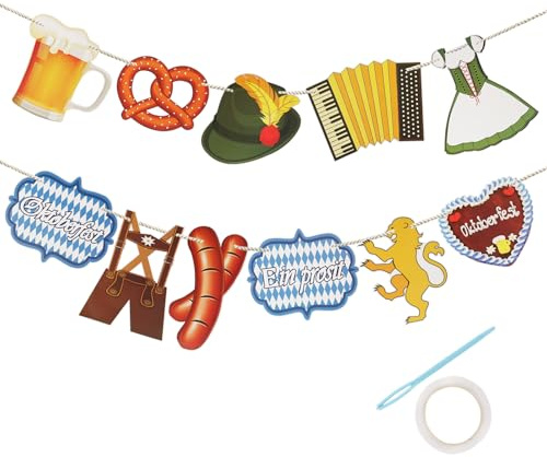 Oktoberfest Deko, Bayerische Party Girlande Banner für Oktoberfest Deko