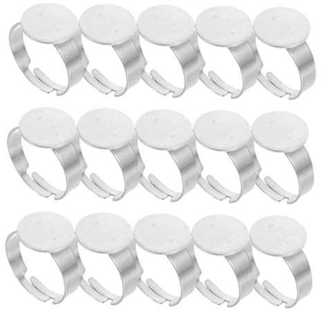 Verstellbare Edelstahl Fingerring Basis Lünette 40 Stück Rund | 12 Mm, Silberfarben, für Selbstgemacht Schmuckprojekte und Geschenkideen, Minimalistisch Schlicht