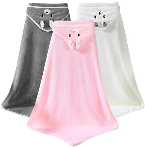 Leikurvo 3 asciugamani per bambini, con cappuccio, 80 x 80 cm, asciugamano con cappuccio, asciugamano per bambini, asciugamano con cappuccio, asciugamano per bambini, asciugamani da bagno per bambini