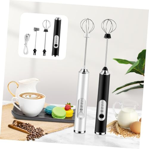 POPETPOP Batidor Eléctrico Para Café y Huevo Recargable 3 Velocidades, Espumador De Leche De Mano Compacto, Plástico y Acero Inoxidable, Portátil Para Uso Doméstico y Viaje