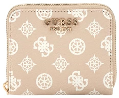 GUESS Geldbörse Laurel SLG Small Zip Around Wallet Sand Logo beige